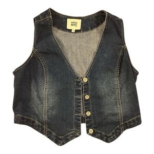 MADDEN NYC Denim Button-Up Vest
